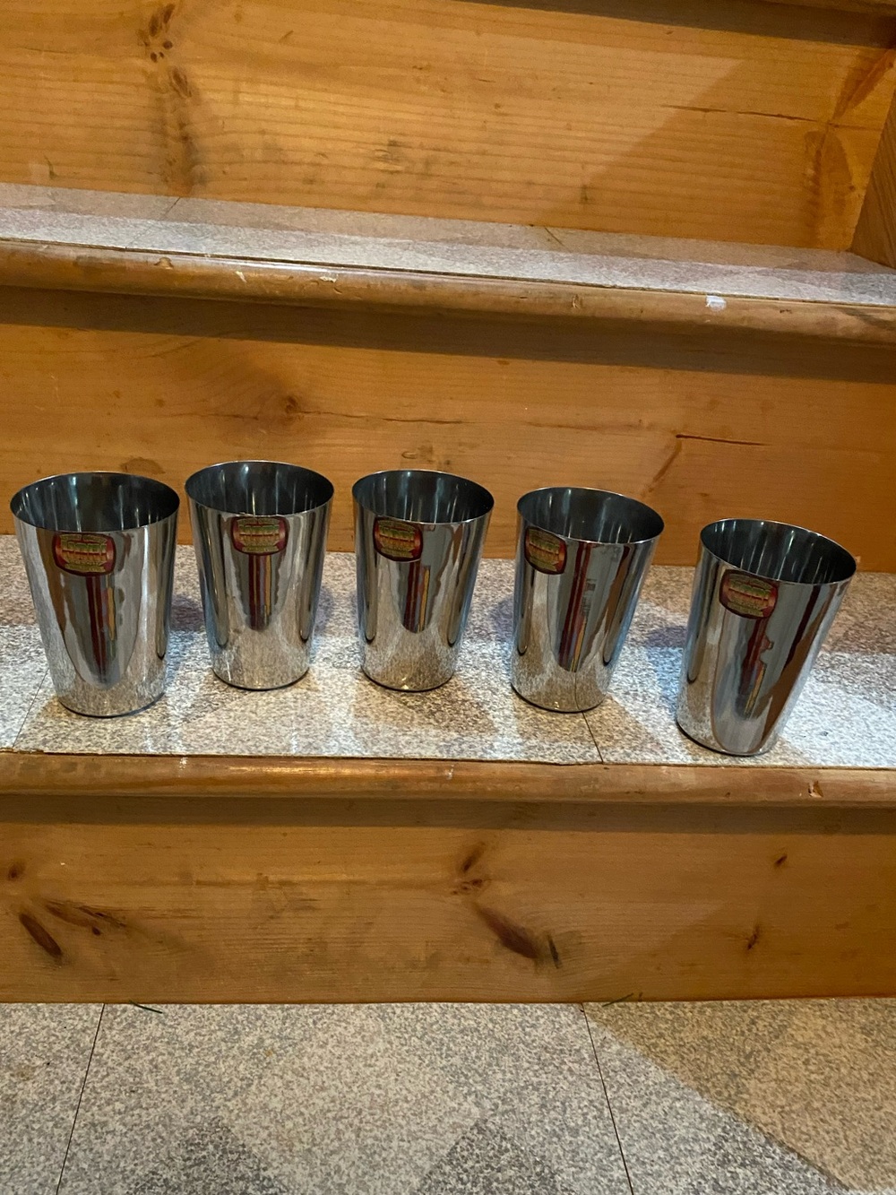 Stainless Steel Drinking Tumblers - Polished Silver (Set of 5)